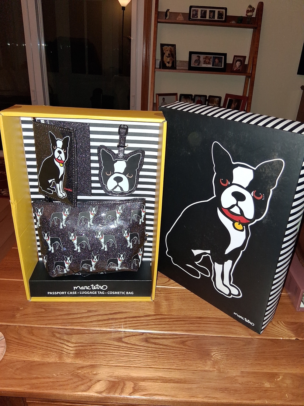 Marc Tetro Boston Terrier Travel Set - Black & White with Red Accent
